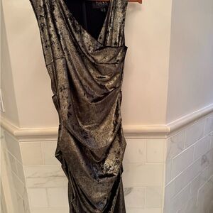 Nicole Miller Black and Gold Asymmetrical Dress